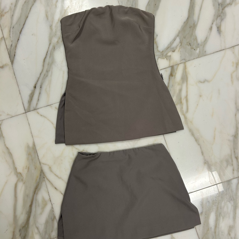 Tiger Mist Taupe Skirt Set